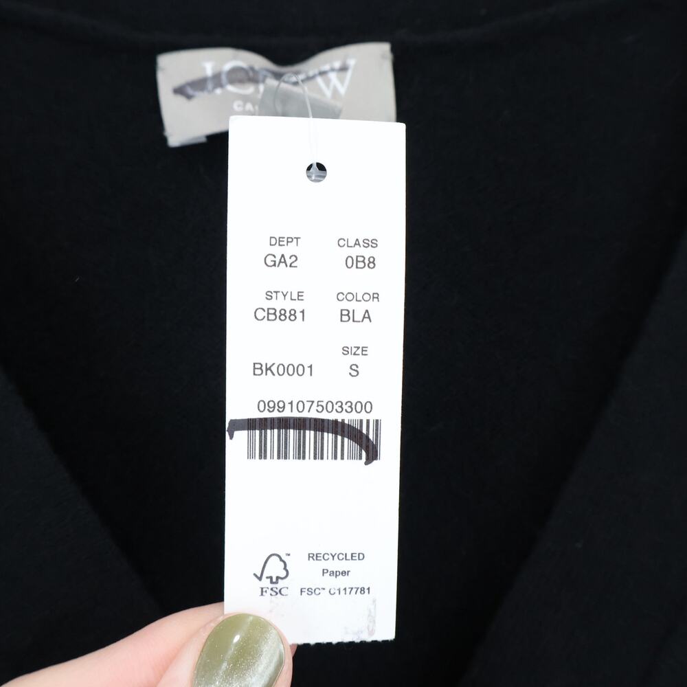 NWT J. Crew Cashmere V-Neck Patch-Pocket Cardigan Relaxed Fit Black Size Small - Picture 8 of 9